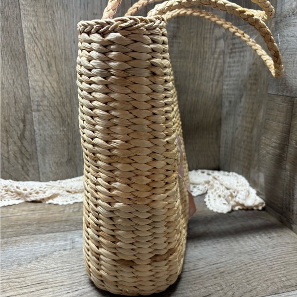 Xhilaration Corn Husk Lavender Lined Tote Bag Light  Purple Yellow Flowers - Picture 15 of 16